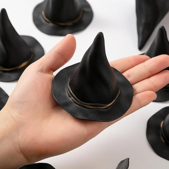 Mini Witch Hats 12 Pack Plastic Halloween Wizard Hats DIY Crafts Bottle Toppers